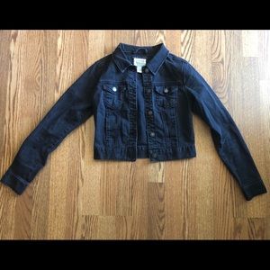 I Love H81 black cropped denim jacket (small)